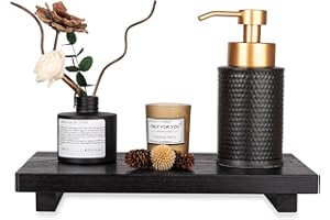 ZOOCATIA Large Bathroom Counter Organizer Wooden Decorative Trays Rectangular Cosmetic Holder for Kitchen, Soap, Lotion Bottle, Plant, Cosmetic, Black