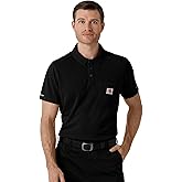 Carhartt Rugged Flex RSCU Scrubs for Men, Lightweight Short Sleeve Polo Scrub Top - Black, L