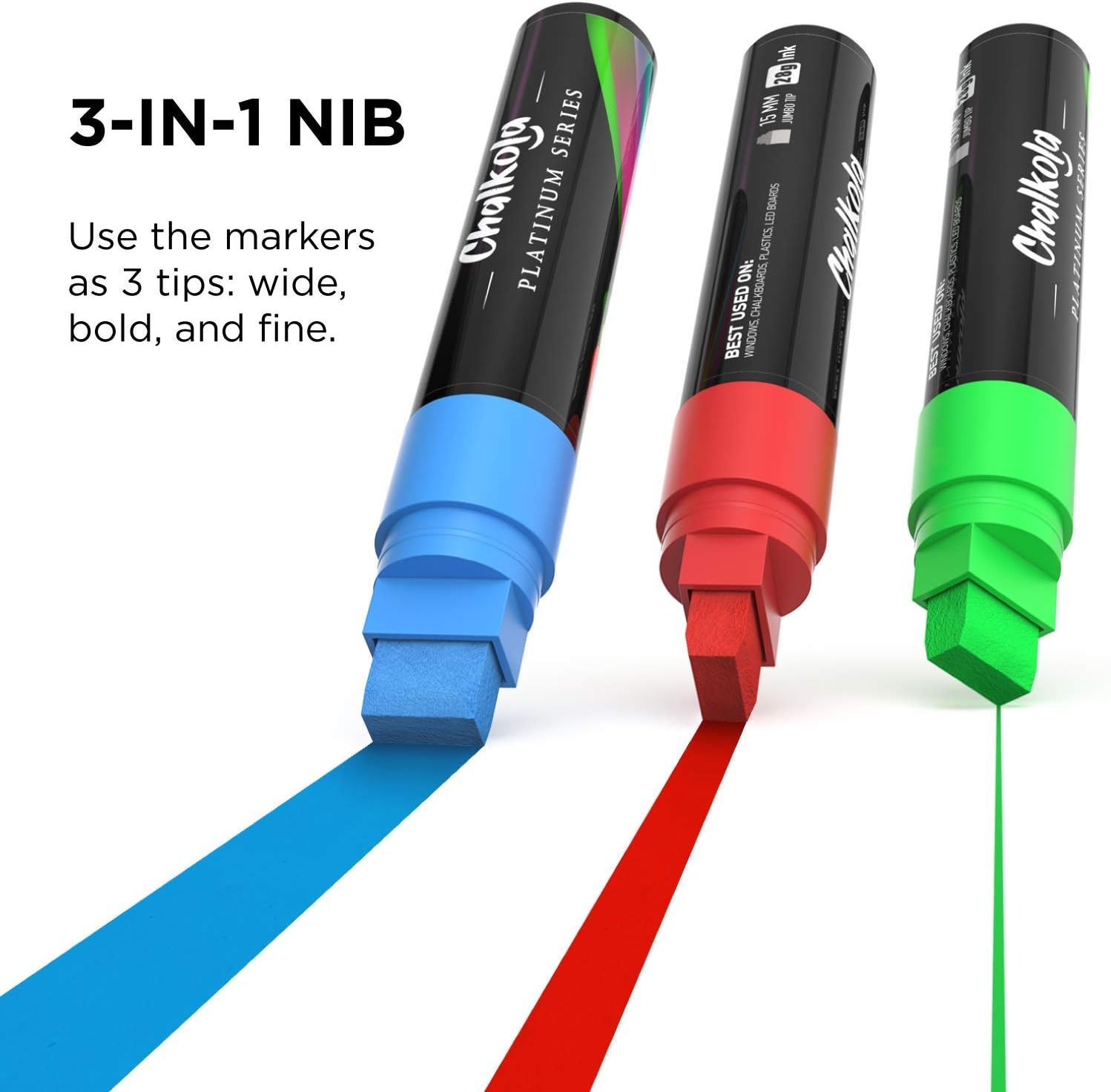 Window Pens, 15mm Jumbo, 3 in 1 Nib with 28g Ink, Pack of 8 neon Chalk Markers, Loved by Teachers, Kids, Artists, Businesses - Image 4