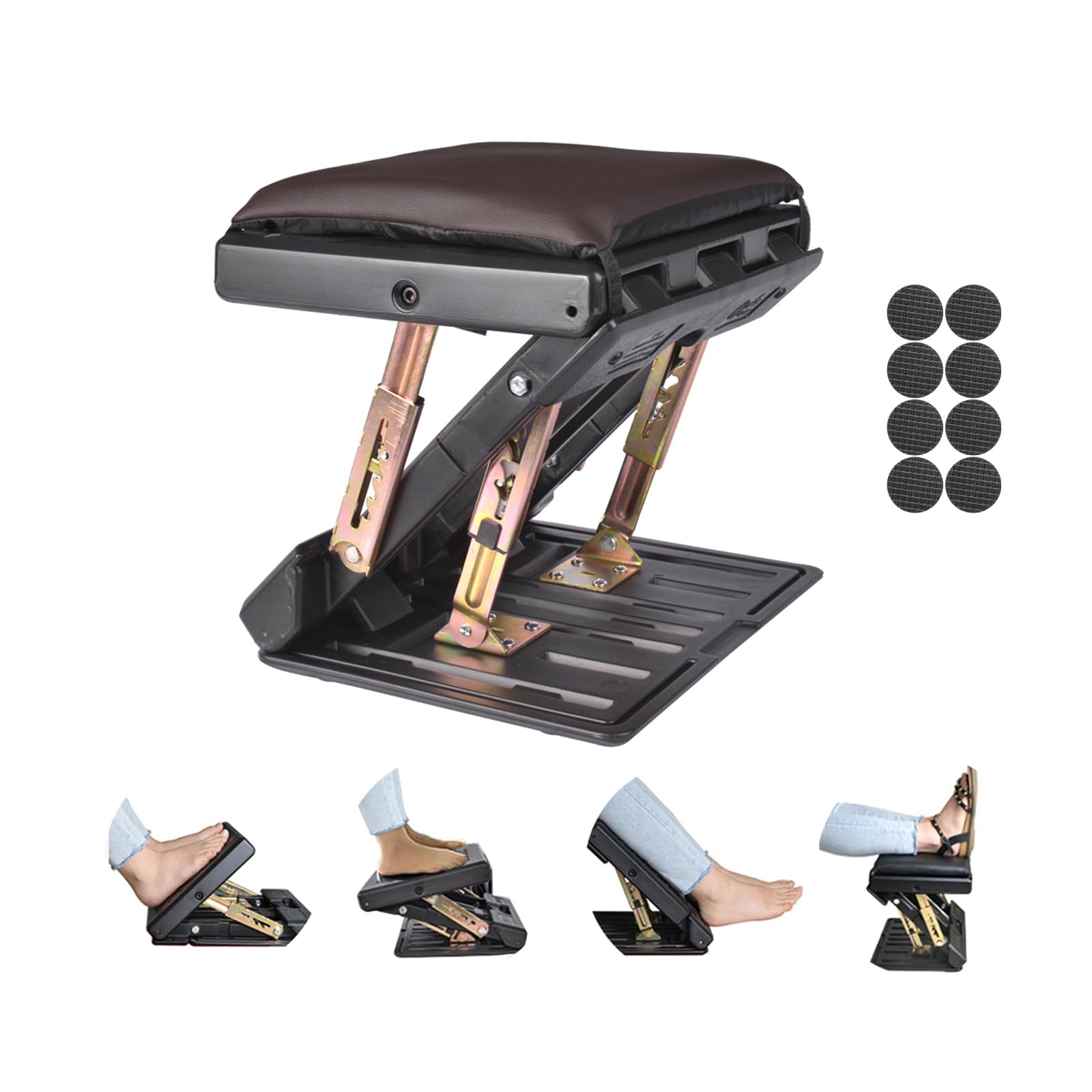 Photo 1 of Leermart Foot Rest for Under Desk at Work 4-Level Height Adjustable, Ergonomic Foldable Footrest for Office, Gaming,Computer, Soft & Removable Pad Desk Foot Stool Suitable for All Seasons(Brown)