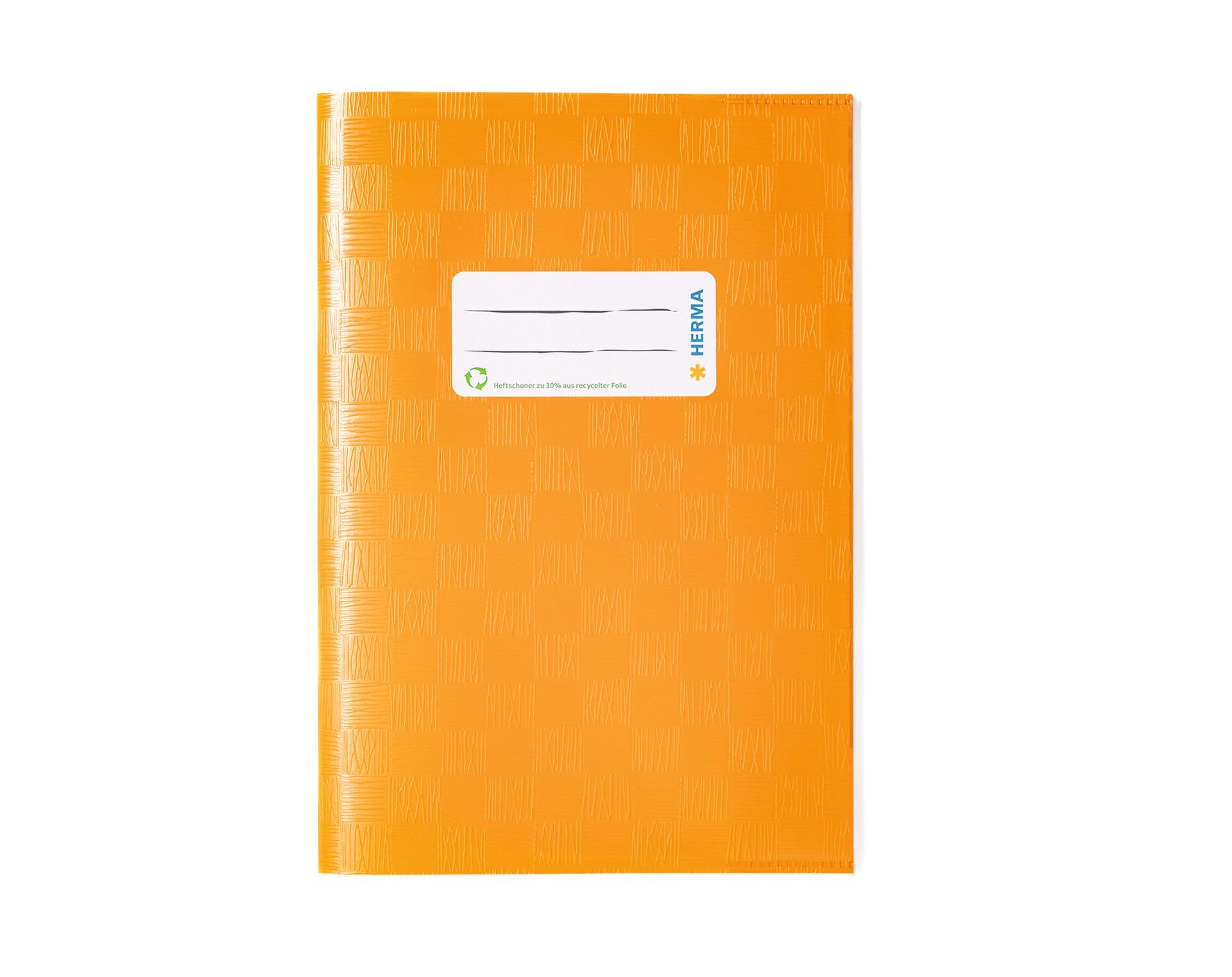 HERMA 7424 Notebook Covers A5 Raffia Orange, Pack of 25, Book Covers with Label & Raffia Structure Made of Durable & Wipe-Clean Polypropylene Film, Notebook Cover Set for School Notebooks, Coloured