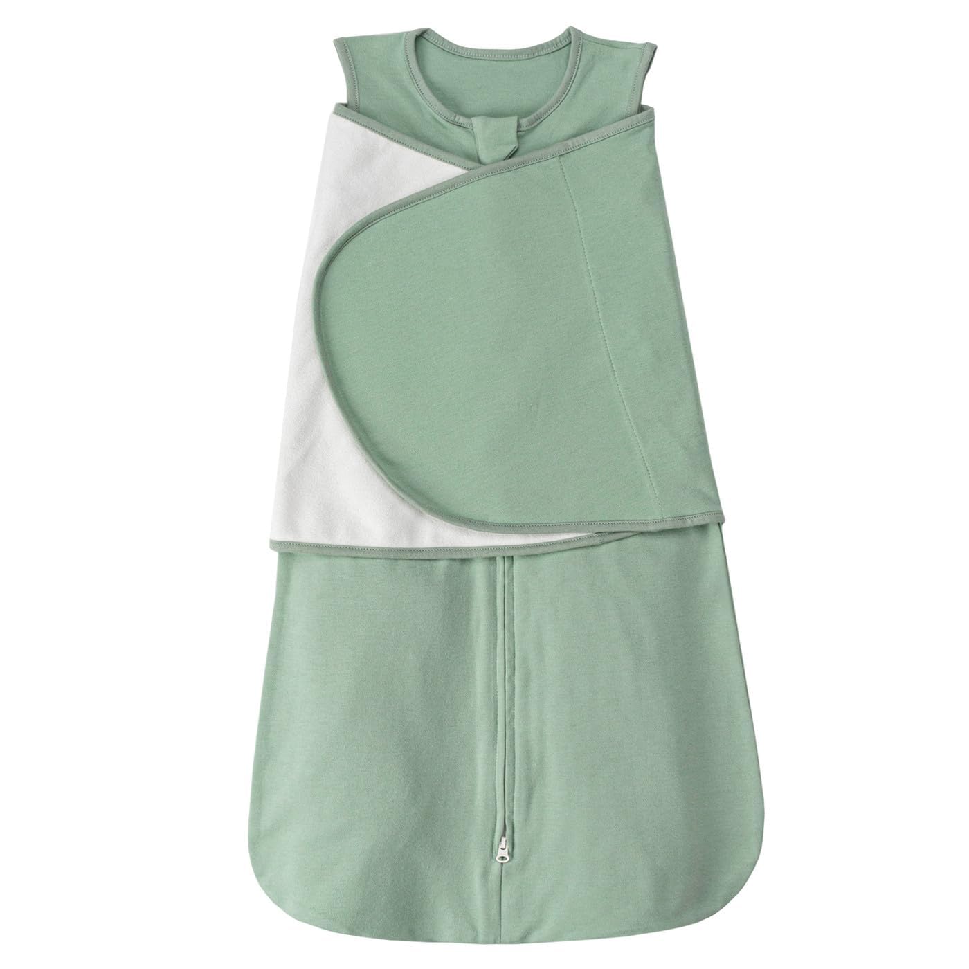 ZIGJOY Newborn Sleeping Bag Swaddle Wrap 1.0 TOG Baby Swaddle Sleeping Bag 100% Cotton Baby Wearable Blanket for New born Infant Boy Girl Grows 6-12 Months, Green