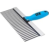 OX Plasterer's Scarifier - Scratch Coat Tool, 12 in | Heat-treated tines on aluminium back - OX Grip ergonomic handle reduces hand fatigue on long jobs