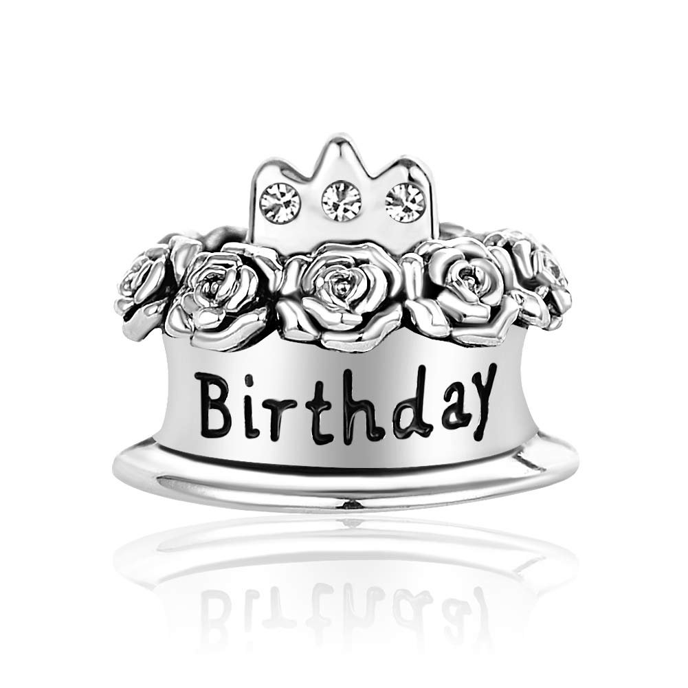 April Crystal Clear Birthstone Cake Charm fits Pandora Charms Bracelets for Women Daughter Sister Granddaughter Celebration Jewellery Gift Present