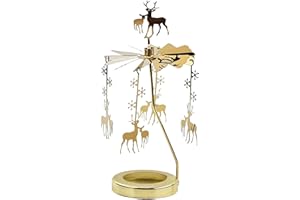 Candle Spinner Carousel,Christmas Rotary Gold Decoration, Rotating Candle Holder for Festive Dining Shelf Desk Meditation Bed