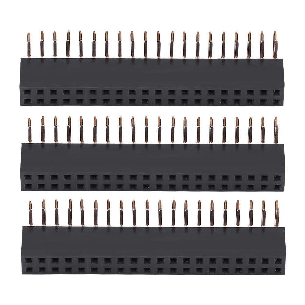 right angle rpi gpio female header ◈ Akozon 3pcs 2 x 20 Pins Broches à Une rangée de Pas de 2,54 mm - Embases de connecteur Connecteur Femelle,en-têtes de Broches Femelle