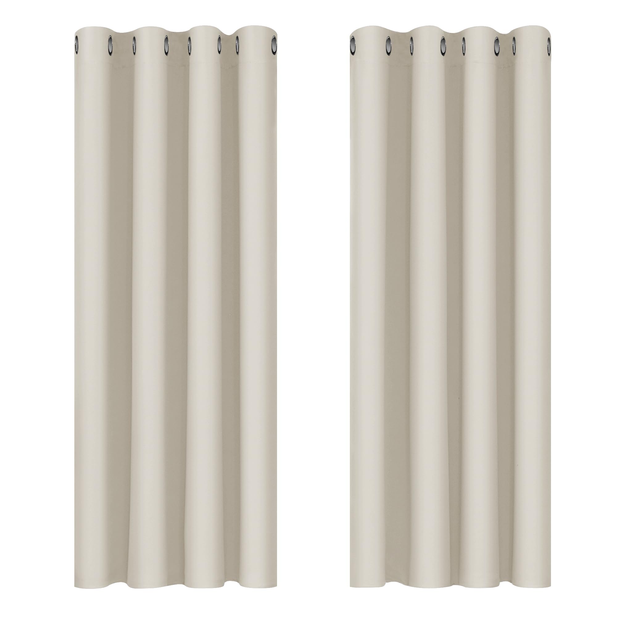Deconovo Super Soft Eyelet Curtains Thermal Insulatde Room Darkening Curtains for Livingroon 46 x 54 Inch Light Beige 2 Panels — image 1