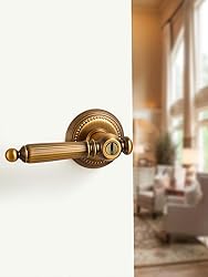 SORWDUERM 2 Pack Antique Door Lever with Lock and
