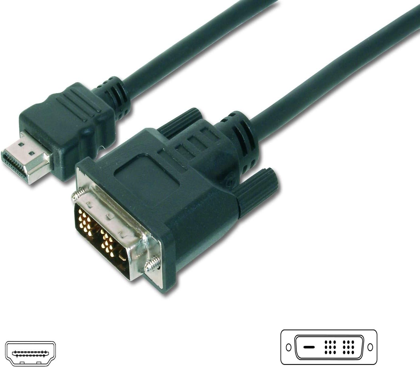 DIGITUS HDMI Adapter Cable, Type A to DVI-D (18+1), Full HD, 3m, Single Link, Compatible with PC, Monitor, Projector, Polybag