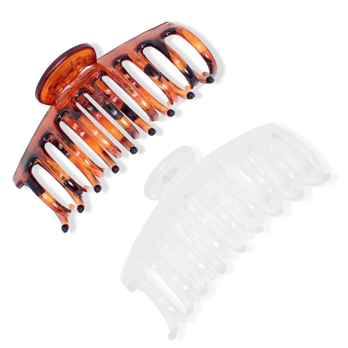 Topkids Accessories 9cm/3.5" Hair Claw Clips for Women and Girls, Hair Clips Women Hair Claws Hair Accessories Large Claw Clip Hair Clips for Girls (Tort Brown + Clear)