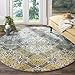 SAFAVIEH Evoke Collection Area Rug - 3' Round, Grey & Ivory, Medallion Damask Design, Non-Shedding & Easy Care, Ideal for High Traffic Areas in Living Room, Bedroom (EVK230D)