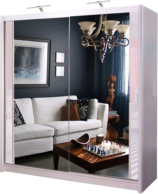 Double Mirror Sliding Door Chicago Wardrobe with 2 LED LIGHT 90/120/150