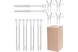 SOLAVIYA 10 pcs Lab-Grade Borosilicate Glass 14mm Threaded Adapter with 4pcs Funnels and Glass Tubes, 2pcs Cleaning Brushes, Essential for Scientific Experiments in Labs, Homes and Kitchens, Includes Diffuser
