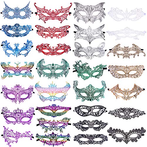 SIQUK 30 Pieces Masquerade Masks Bulk Lace Mask Women Masks