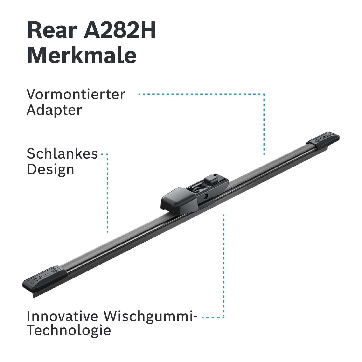 Bosch Rear A282H Heckscheibenwischer - für hervorragende Wischleistung - Ersatz-Scheibenwischer für die Heckscheibe - 1 Wischblatt, 300 mm 6