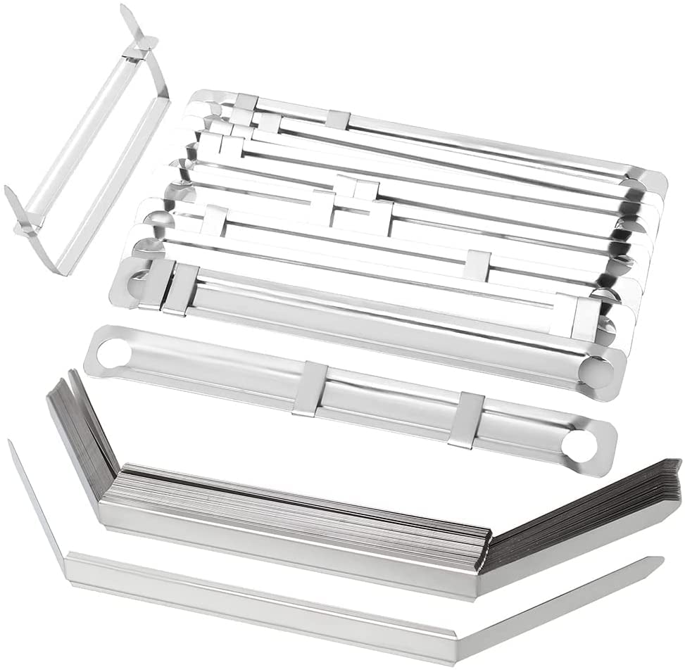 100 Packs File Strip Fasteners, 80mm Acco Paper Fastener Stainless Steel Office Filing Clip