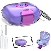 [Dual Function Lock] for Beats Powerbeats Pro 2 Case Cover with Phone Stand, AGENTNANO Clear Protective Cover with Beats Powerbeats Pro 2 2025 Charging Case with Cleaner Kit and Carabiner-Clear Purple