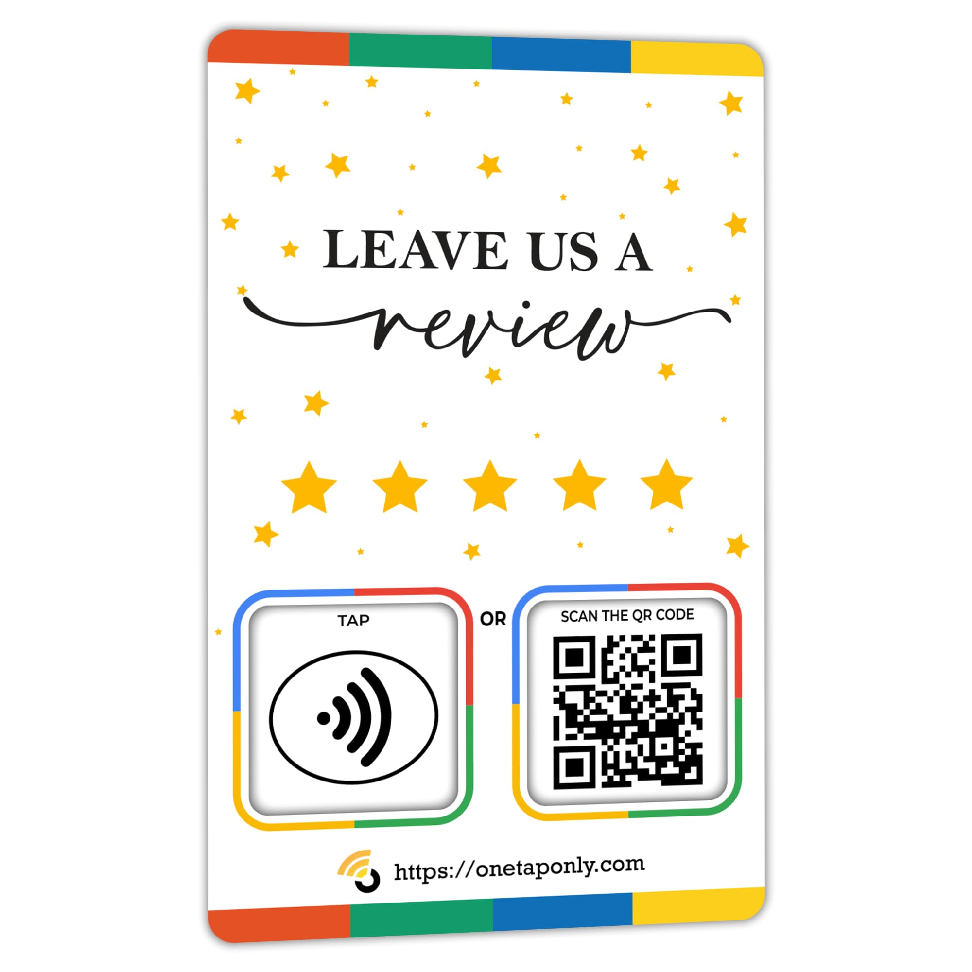 One Tap Only NFC Business Review Cards (1-Pack) – Compatible with Google Reviews – Reusable Smart Tap & QR – Works with All Phones – Contactless Customer Feedback Tool