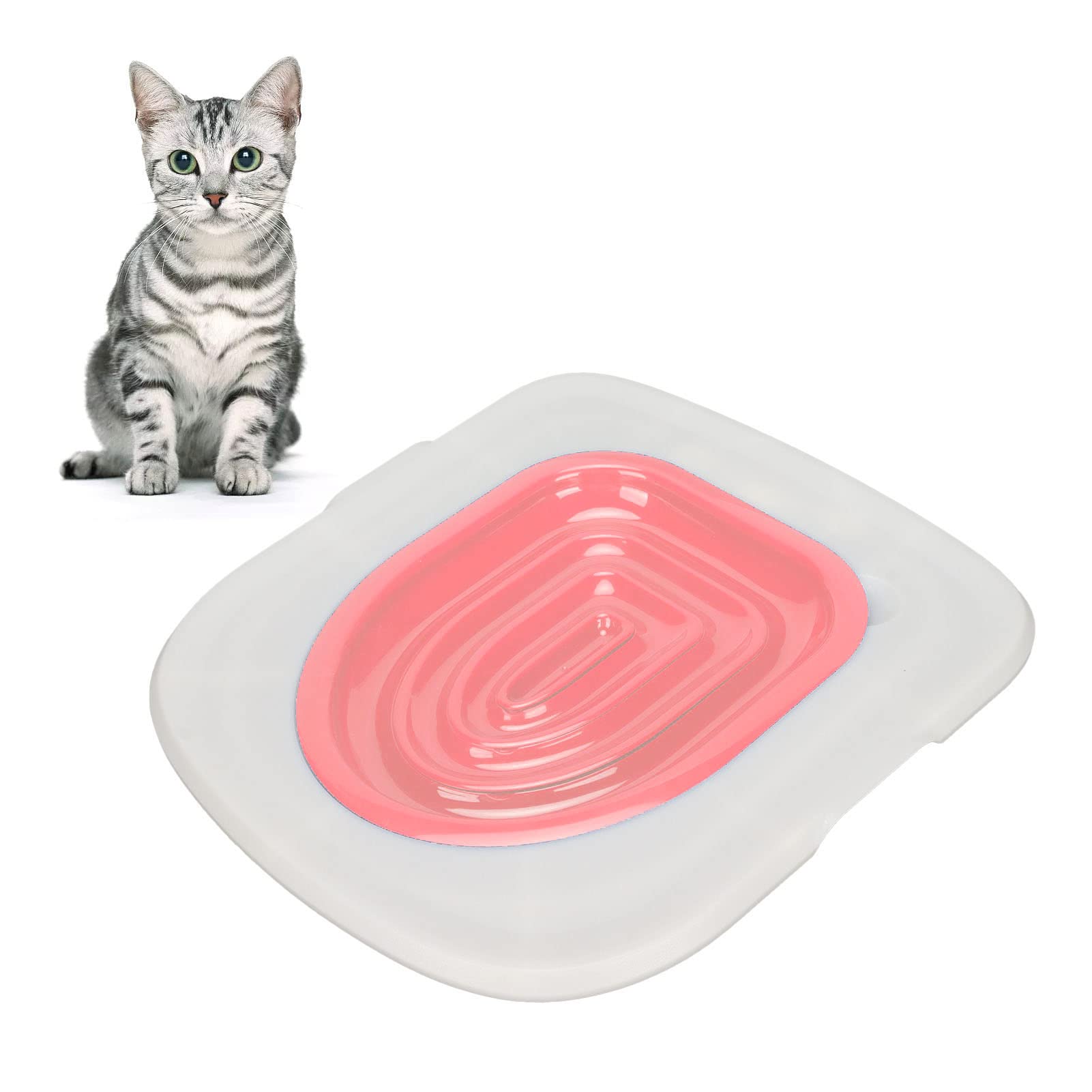 Cat Toilet Trainer, Universal Strong Bearing Capacity Reusable Cat Toilet Training Kit for Home for Pet Cleaning (White Tray, 1 Pink Inner Support)