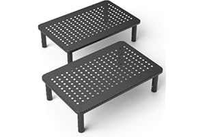 2 Pack Premium Laptop PC Monitor Stand with Sturdy, Stable Black Metal Construction. Fashionable Riser Height Adjustable with