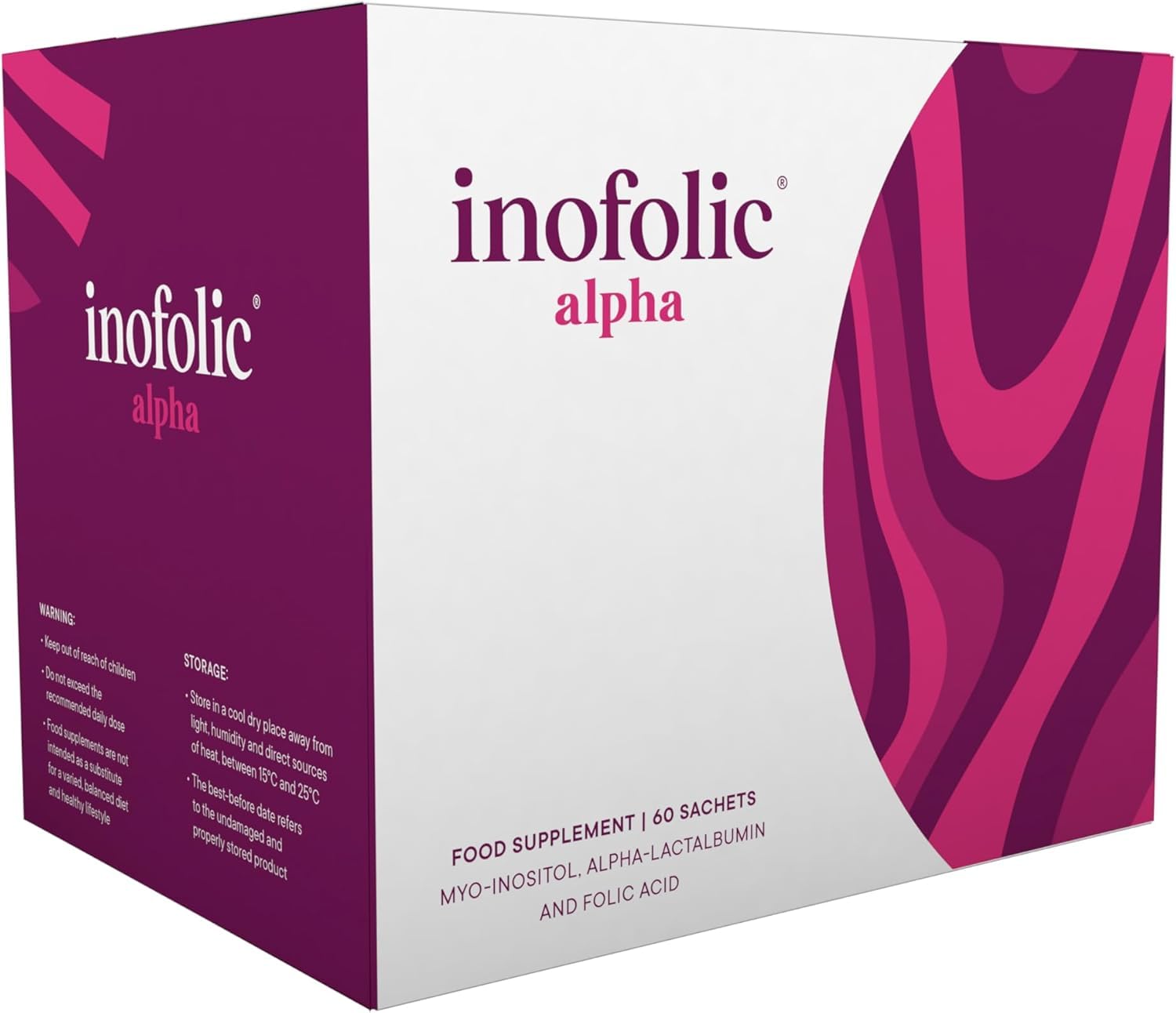 Inofolic Alpha – 4000mg Myo-Inositol PCOS Supplement for Women – Hormonal Balance, Fertility & Ovulation Support – 100mg Alpha-Lactalbumin, 400ug Folic Acid – 30 Sachets