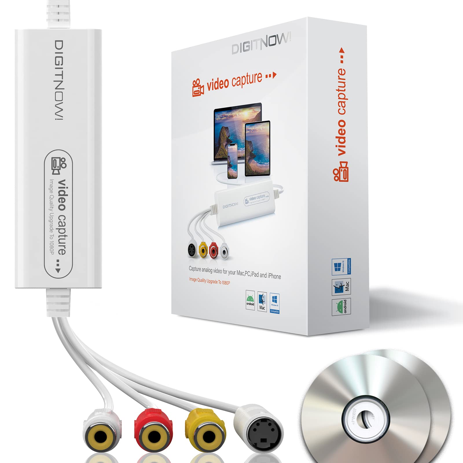 DIGITNOW! USB 2.0 Video Capture Card,VHS VCR TV to DVD Converter,Support Mac OS X PC Windows 7 8 10