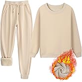 Colorful world Fleece Lined Lounge Sets for Women 2 Piece Outfits Tracksuit Pullover Hoodies Tops Sweatpants Sweatsuits