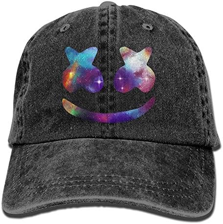 Marshmello Unisex Cotton Washed Denim Visor Hats Adjustable Black
