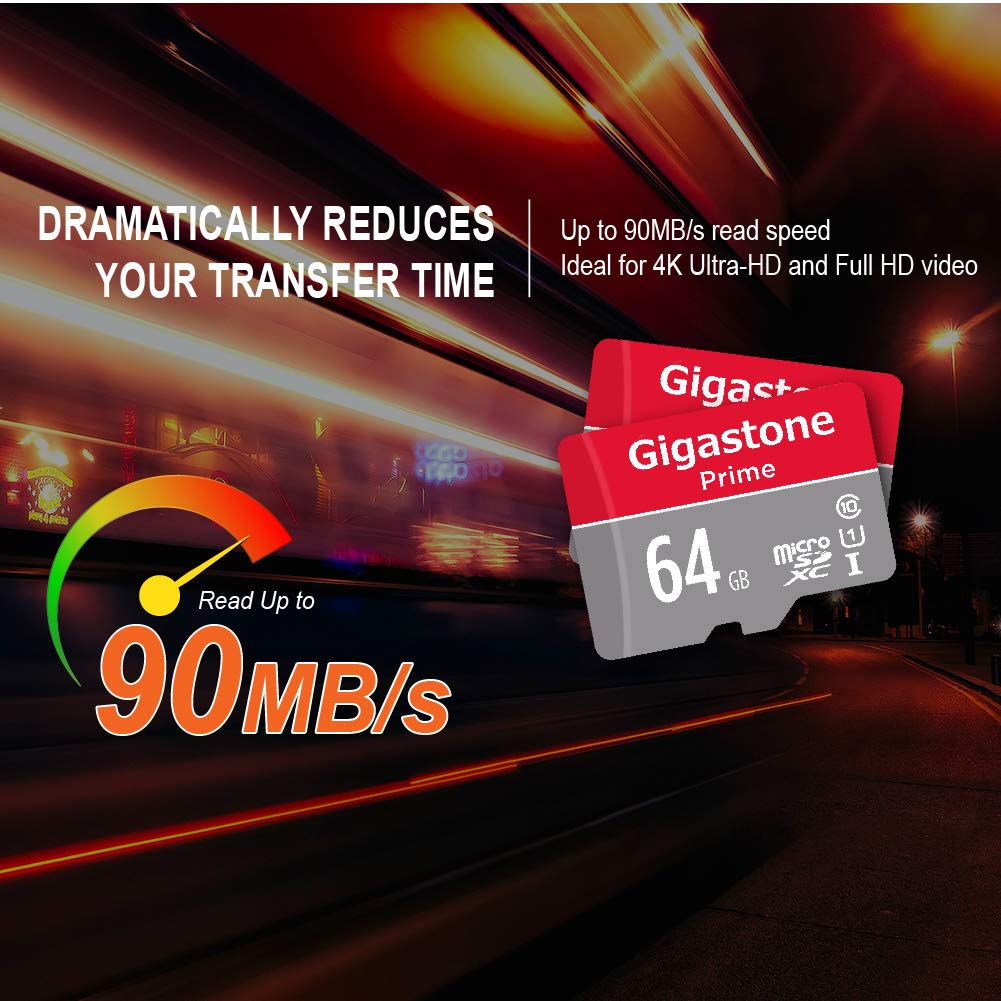 Gigastone 64GB Micro SD Card with Adapter U1 C10 Class 10 SDXC UHSI