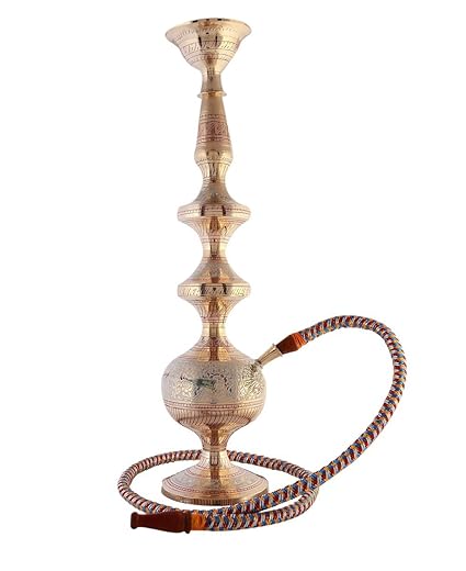 JaipurCrafts Premium Royal Rajasthan 16 inch Brass Hookah (Gold)