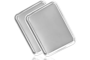NEWFLAGER 2 Pack Large Stainless Steel Tray, Non Toxic & Healthy, Mirror Finish & Rust Free Thickening Pan, for Baking Cookie Sheet, Lab Medical Instruments, Dental, Tattoo and Surgical (16'' x 12'' x 1'')