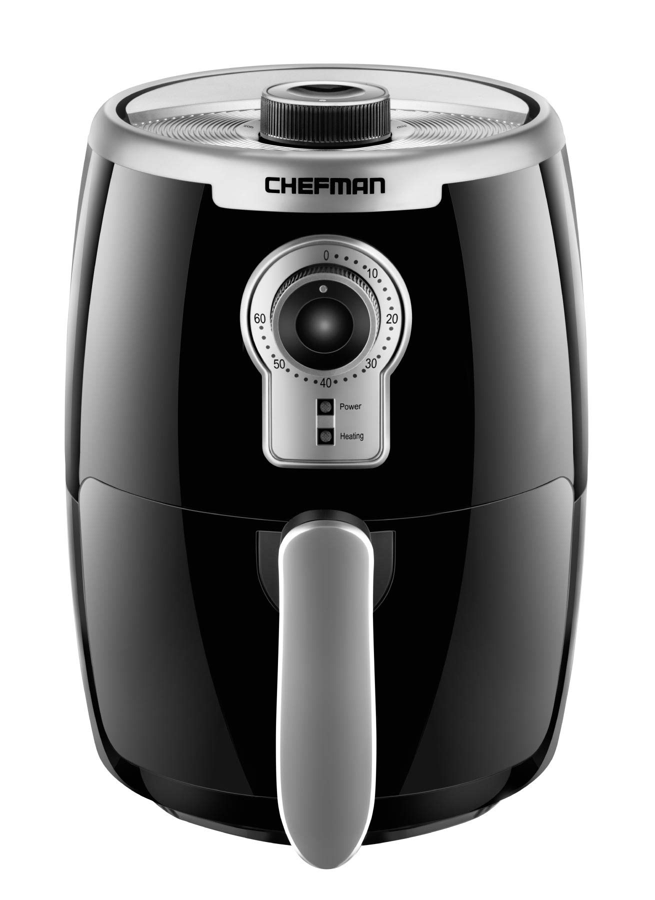 Chefman Turbofry 2 Liter Air Fryer Dishwasher Safe Basket & Tray Use Little To No Oil For Healthy Food, 60 Minute Timer, Fry Healthier Meals Fast, Heat And Power Indicator Light, Temp Control, Black