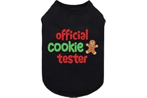 Fitwarm Official Cookie Tester Funny Dog Shirt, Christmas Dog Clothes for Small Dogs Boy Girl, Holiday Doggy Tshirt, Pet Outfit, Gingerbread, Black, Red, Green, Medium