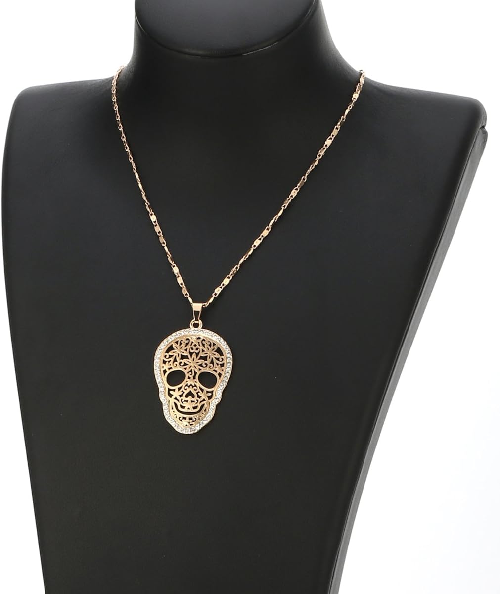 Skull Choker Necklace for Women Fashion CZ Crystal Pendant Necklace Gold Plated Chain Necklace for Women - Image 3