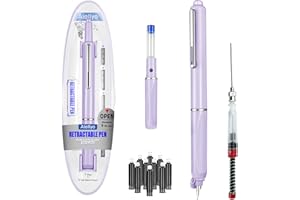 Aiallyo Clictek Fountain Pen Set,Retractable Fountain Pen, Extra Fine Nib Black Ink Pen includes 10 ink cartridges and ink syringes Slim pen body Smooth Writing Sketch Diary Calligraphy Gift(Purple)