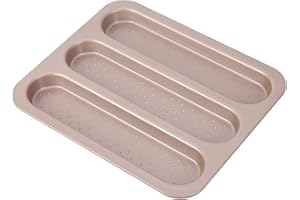 Bakeley Baguette Pan, 3 Loaves Perforated French Bread Tray Bake Loaf Mold Carbon Steel Nonstick Baking Tools - Rectangle Toa