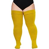 Moon Wood Plus Size Womens Thigh High Socks for Thick Thighs- Extra Long Thick Over the Knee Stockings- Leg Warmers Socks