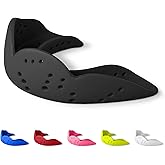SISU Aero Large Mouthguard, Charcoal Black - 30% Stronger Protection for Lacrosse, Football, Hockey, Roller Derby, Team Sports - Remoldable Up to 20 Times - Ultra Slim - Works for Braces - Non Toxic
