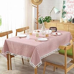 meioro Tablecloth Striped Fringe Table Cloth