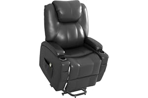HOMCOM Power Lift Recliner Chair for Elderly, PU Leather Lift Chair with Footrest, Remote Control, Side Pockets and Cup Holde