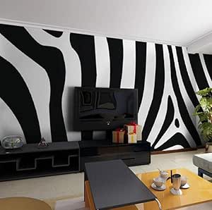 3D Papel Pintado No Tejido Blanco Y Negro Arte Cebra 3D Habitación