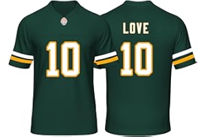 IKIIO Custom Mens/Youth Football Stitched T-Shirt for Sports Fan Green/White No Brand/Logos