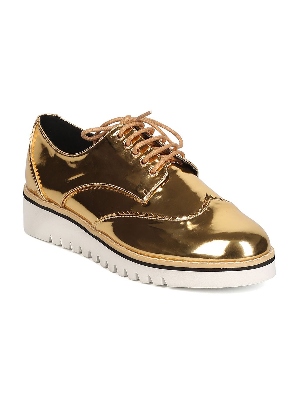 Women Metallic Leatherette Pointy Toe Spectator Sneaker GC61