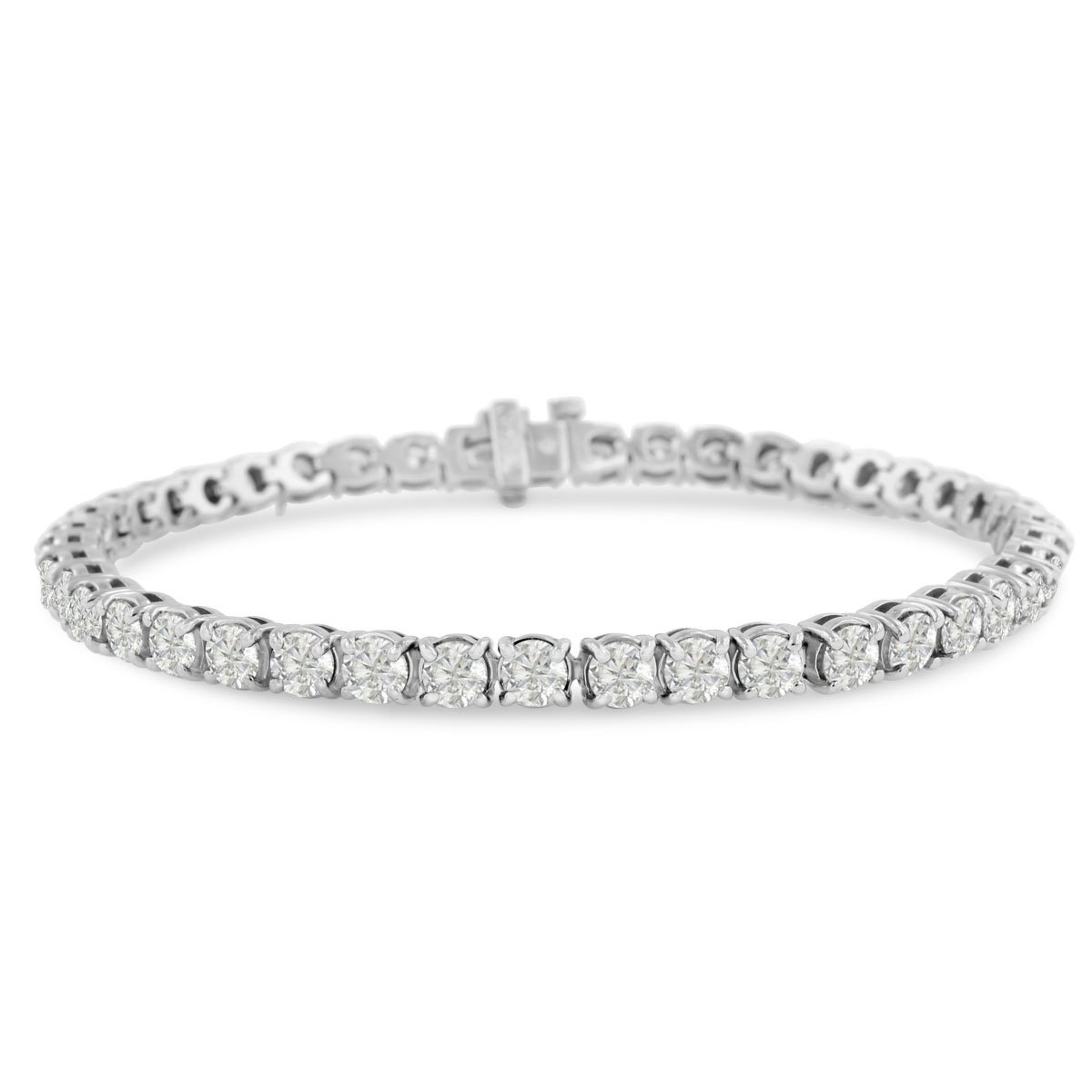 AGS Certified 14 Karat White and Yellow Gold 9 Carat Diamond Tennis Bracelet, Available In 6-9 Inch 