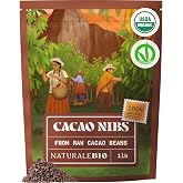 NaturaleBio Cacao Nibs Organic 1 lb. Unsweetened, Non-Alkalized and Pure. Sugar-Free Dark Chocolate Chips Substitute. Non-GMO, Gluten Free, Tested for Heavy Metals. From Raw Cacao Beans