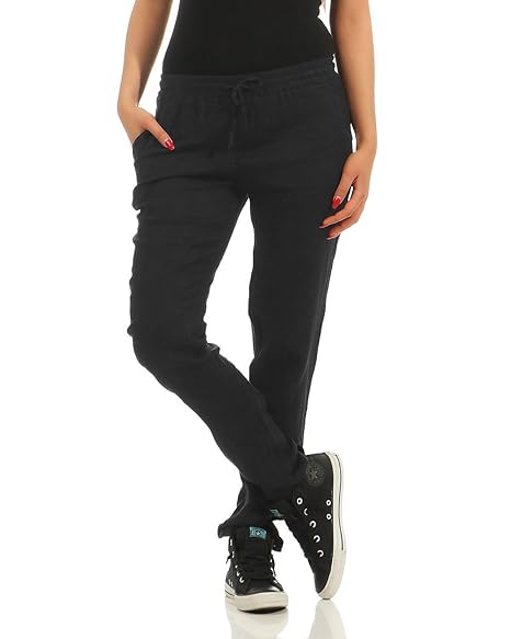 ZARMEXX Damen Leinenhose Legere Chino Sommerhose Lange Schlupfhose