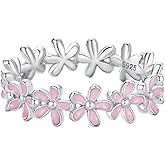 YMHOP 925 Sterling Silver Dainty Daisy Butterfly Paw Heart Eternity Rings Blue Flower Finger Rings for Women Stacking Promise Rings Gift Jewelry