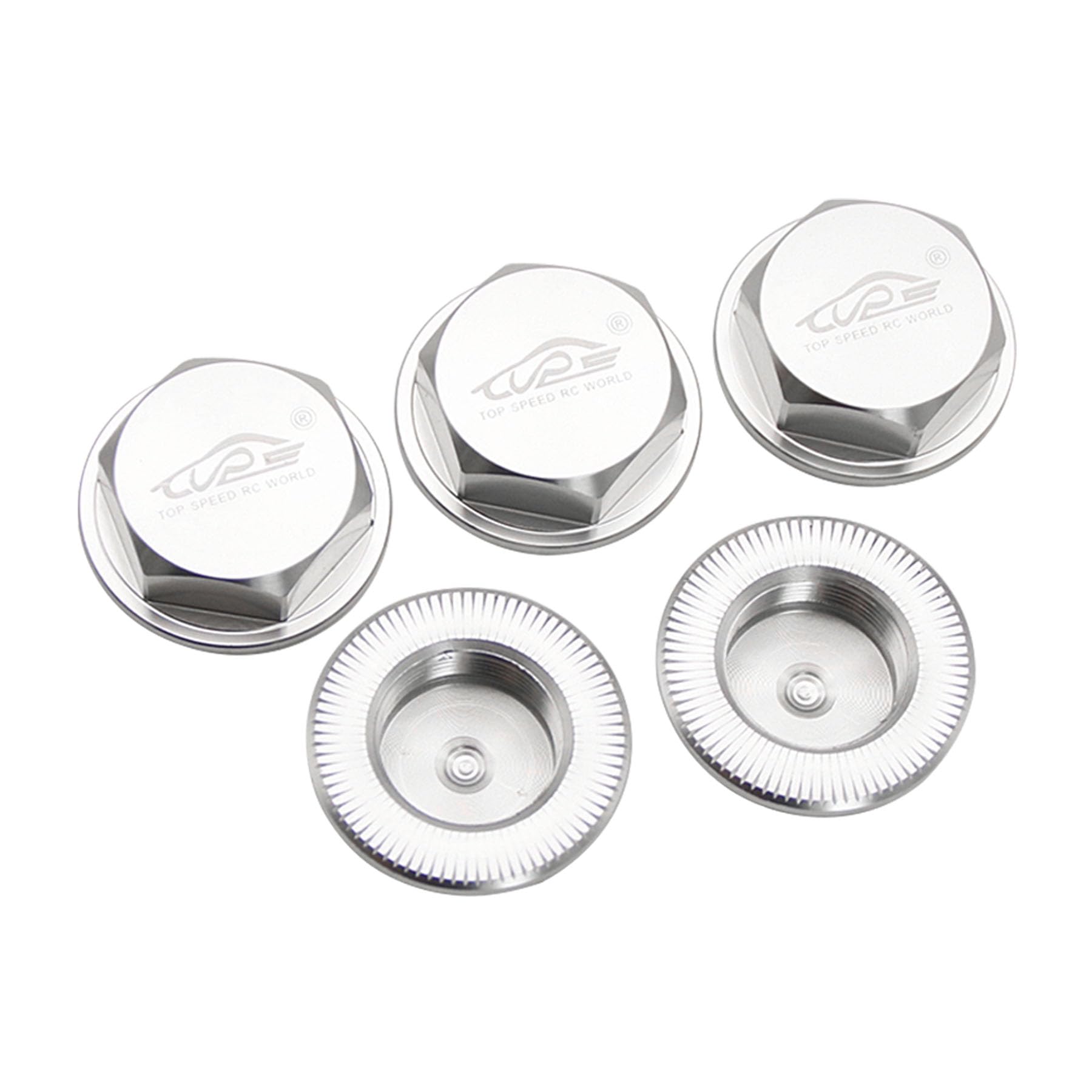 smTSRC Wheel Nut Cap 17mm 5PCS for 1/5 RC HPI BAJA 5B 5T 5SC Rovan King Motor (Silver)