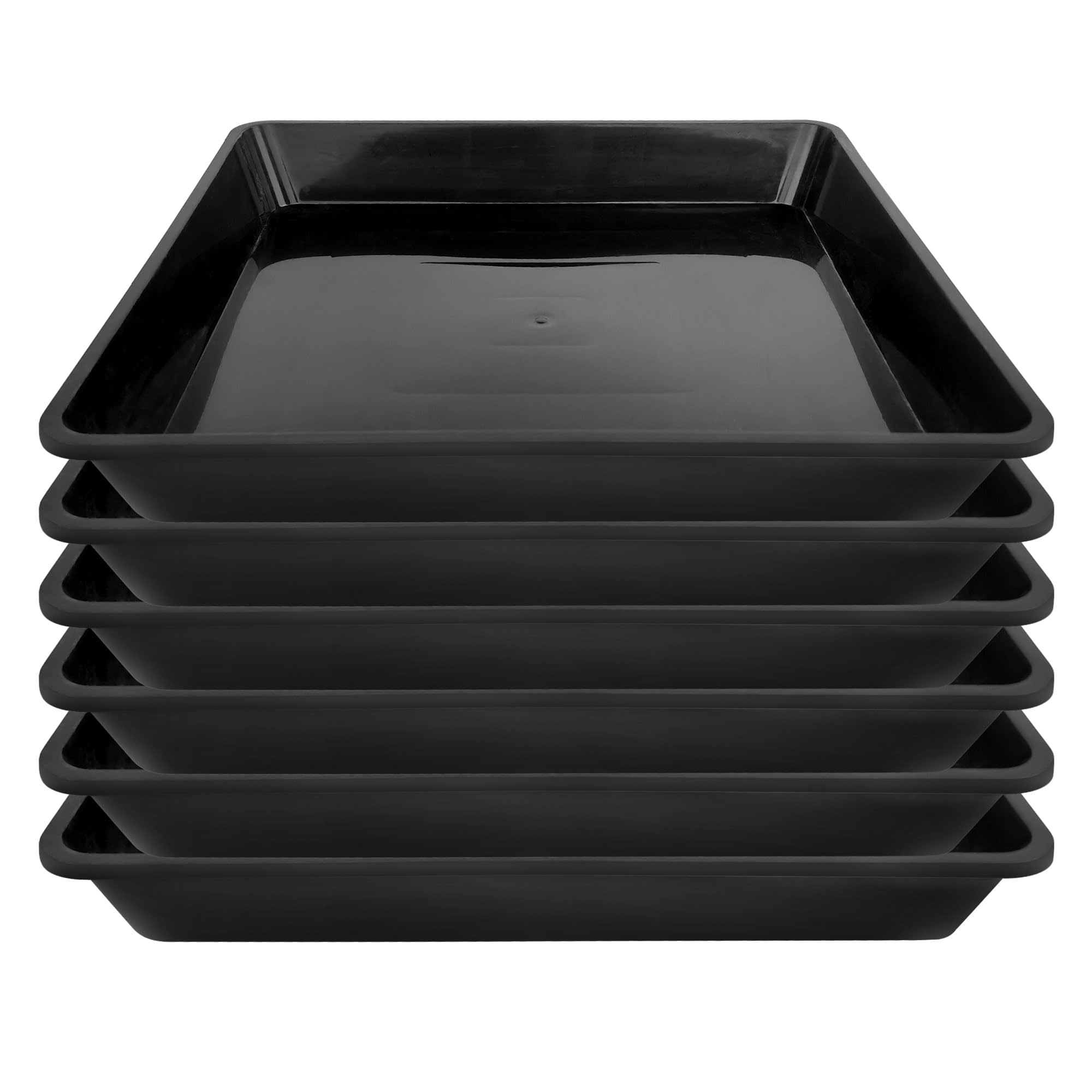 aleawol 6pcs Square Plant Saucer, 31cm 12 Inch Black Plastic Plant Water Drip Garden Tray Flower Pot Saucers for Indoors and Outdoors