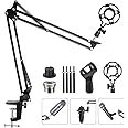 Eastshining Upgraded Adjustable Microphone Suspension Boom Scissor Arm Stand w/ Shock Mount Mic Clip Holder 3/8 to 5/8 inch S